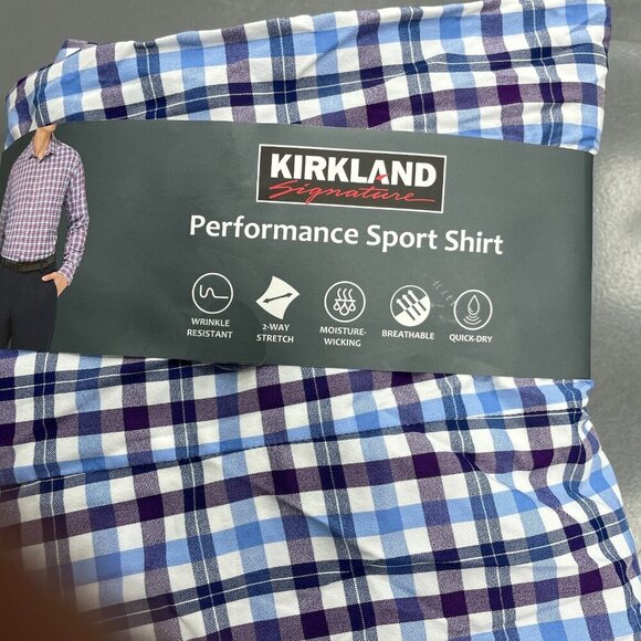 NEW Kirkland Signature Men's XL Performance Sport Dress Shirt Plaid - Picture 8 of 9